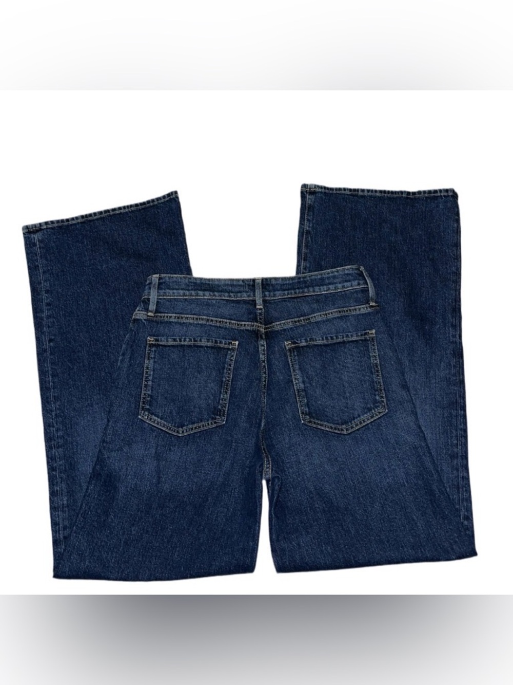 Nordstrom Wide-Leg Flare Jeans in Dark Blue Denim - Picture 4 of 4